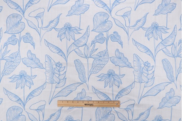 Valiant Fabrics Pretoria Embroidered Drapery Fabric in Cornflower 