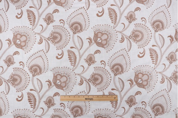 Valiant Fabrics Claire Embroidered Drapery Fabric in Natural 