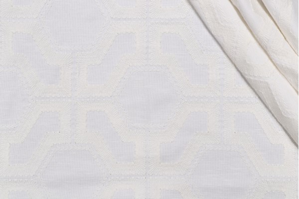Valiant Fabrics Sorrell Embroidered Drapery Fabric in Off-White 