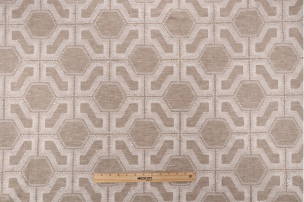 Valiant Fabrics Sorrell Embroidered Drapery Fabric in Linen 