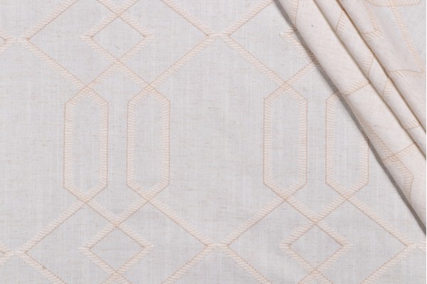 Valiant Fabrics Ankara Embroidered Drapery Fabric in Flax 