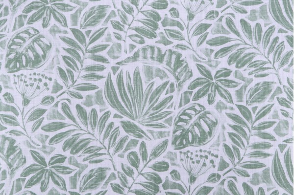 Stof France Cornelia Printed Cotton Drapery Fabric in Menthe 