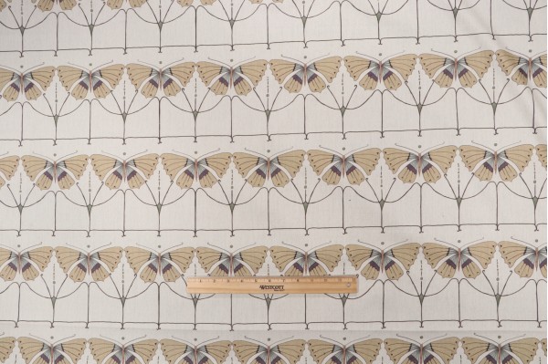 Hamilton Papillon Printed Cotton Drapery Fabric in Parchment 