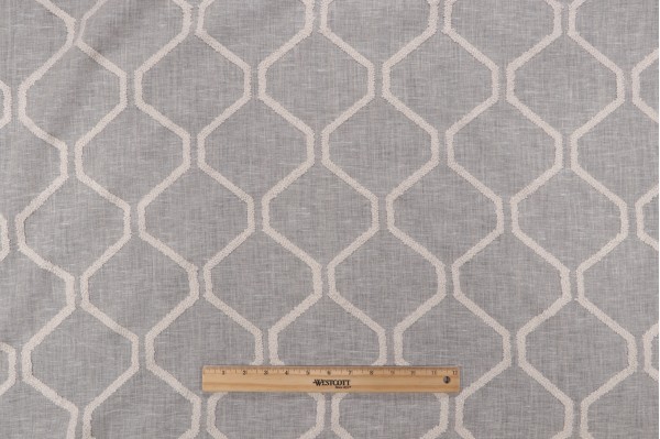Lino Textiles Regina Sheer Embroidered Drapery Fabric in Oatmeal 