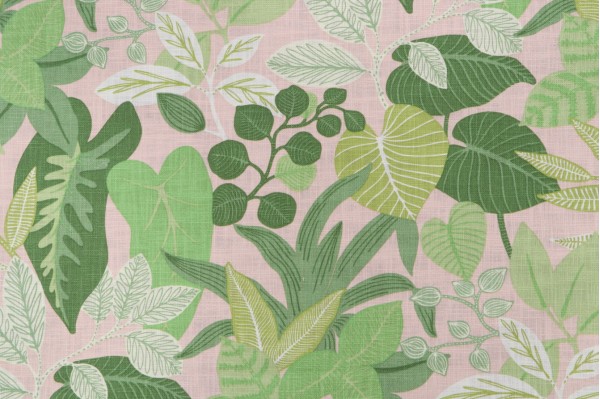 Covington Leaf Jungle Printed Cotton Drapery Fabric in 75-Sorbet