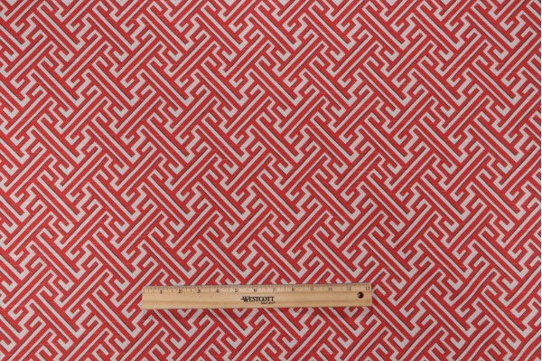 Lacefield Trellis Printed Cotton Drapery Fabric in Geranium