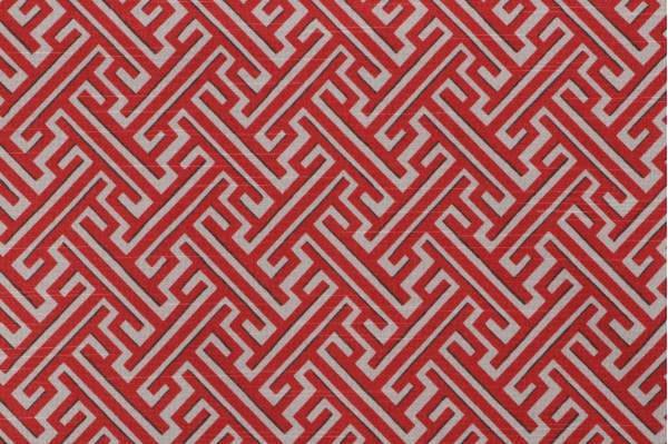Lacefield Trellis Printed Cotton Drapery Fabric in Geranium