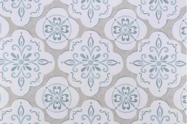 Belle Maison Casey Backed Printed Cotton Drapery Fabric in Bay 