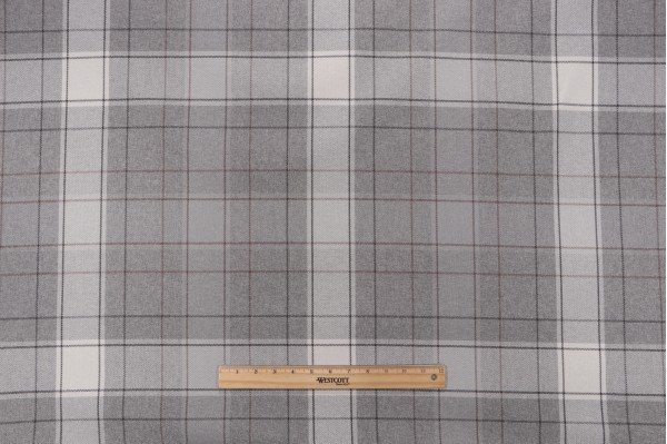 Sample of Plaid Woven Upholstery Fabric in Stone 