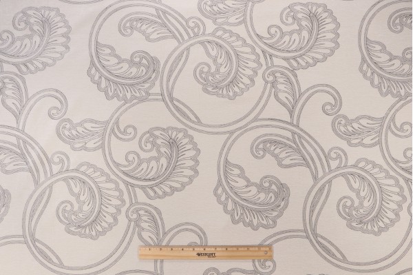 Radiate Textiles Romanesque Embroidered Chenille Velvet Upholstery Fabric in Cotton 