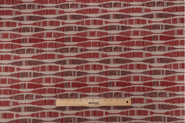Sample of Oliver Tapestry Upholstery Fabric in Red/Brown 
