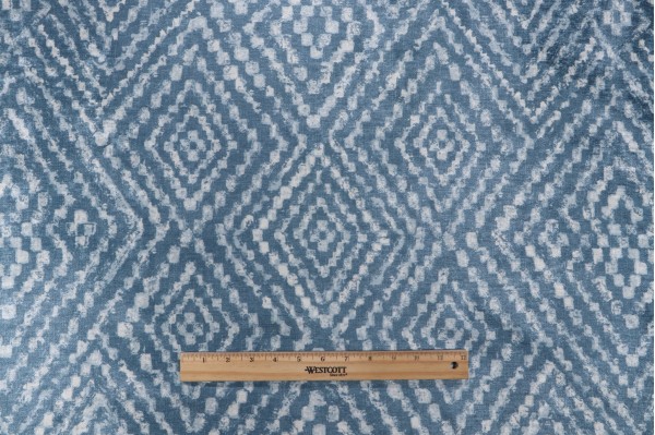 P Kaufmann Diamond Printed Chenille Decorator Fabric in Denim Blue