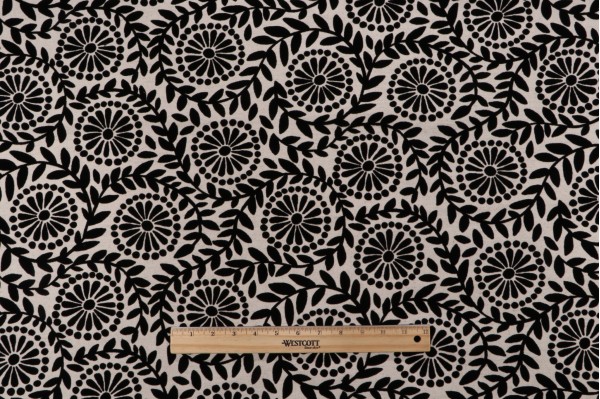 PK Lifestyles Flock Botanica Flocked Cotton Blend Drapery Fabric in Black