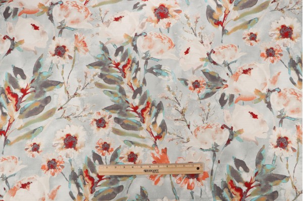 Kelly Ripa Home Flower Mania Printed Backed Cotton Drapery Fabric in Shell