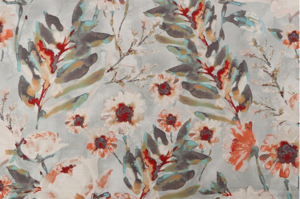 Kelly Ripa Home Flower Mania Printed Backed Cotton Drapery Fabric in Shell