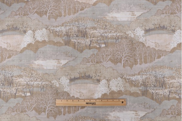 PK Lifestyles Gathering Sky Printed Cotton Blend Drapery Fabric in Quarry-Bleach