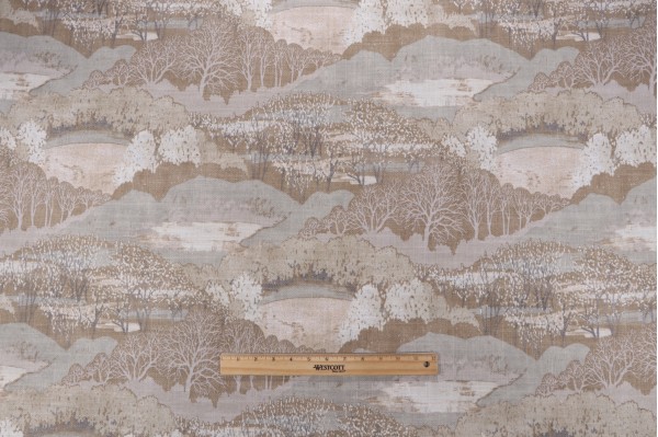 PK Lifestyles Gathering Sky Printed Cotton Blend Drapery Fabric in Quarry-Bleach