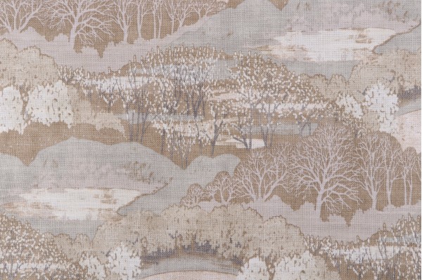 PK Lifestyles Gathering Sky Printed Cotton Blend Drapery Fabric in Quarry-Bleach