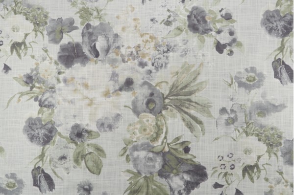 PK Lifestyles Midsummer Day Printed Cotton Drapery Fabric in Vapor