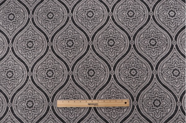 Regal Woven Chenille Upholstery Fabric in Charcoal