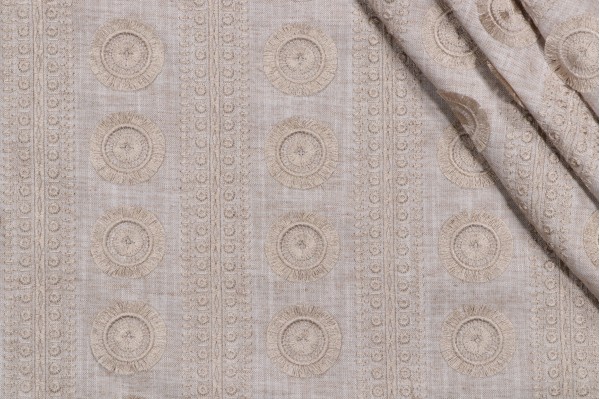 PK Lifestyles Adornment Embroidered Drapery Fabric in Sandrift