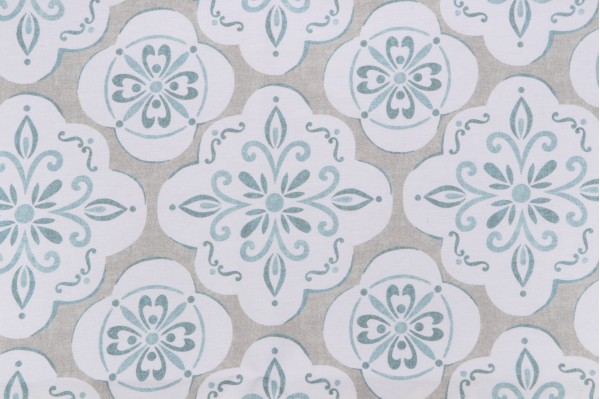 Belle Maison Casey Printed Backed Cotton Drapery Fabric in Bay