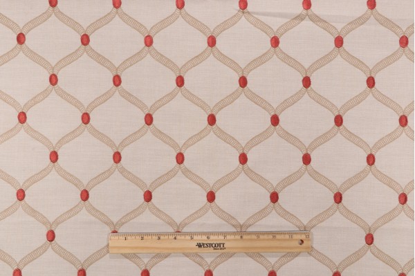Patron Embroidered Drapery Fabric in Sumac