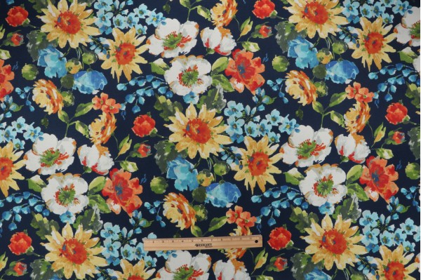 Richloom Alfinia Printed Polyester Outdoor Fabric in Caspian 