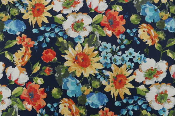 Richloom Alfinia Printed Polyester Outdoor Fabric in Caspian 