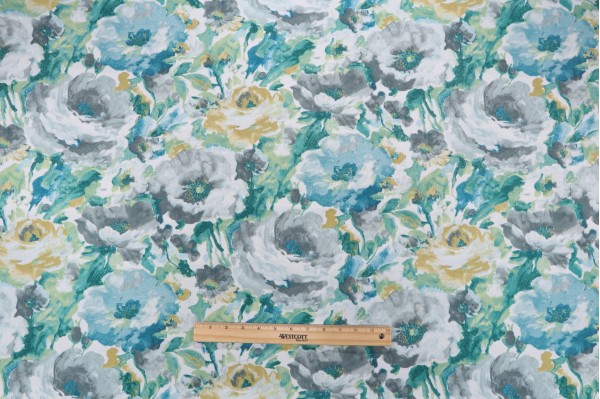 Richloom Lessandra Printed Polyester Outdoor Fabric in Mist 