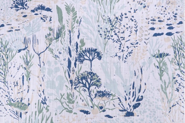 Sample of Premier Prints Seascape - Slub Canvas Printed Cotton Drapery Fabric in Wave 
