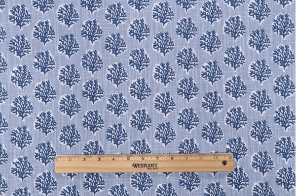 Premier Prints Sea Fan - Slub Canvas Printed Cotton Drapery Fabric in Mist 