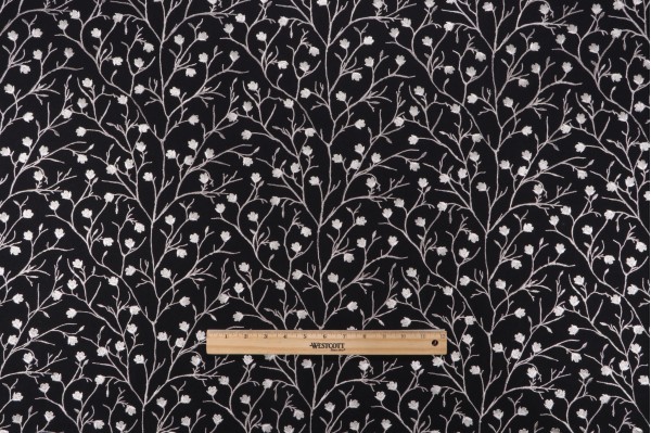 Sample of Valiant Fabrics Ellie Embroidered Drapery Fabric in Midnight 