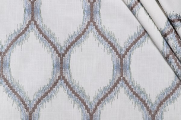 Valiant Fabrics Beckham Embroidered Drapery Fabric in River 