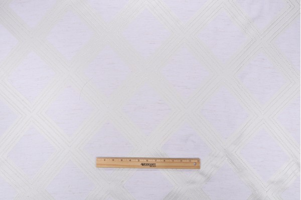 Sample of Valiant Fabrics Network Embroidered Drapery Fabric in Ivory 