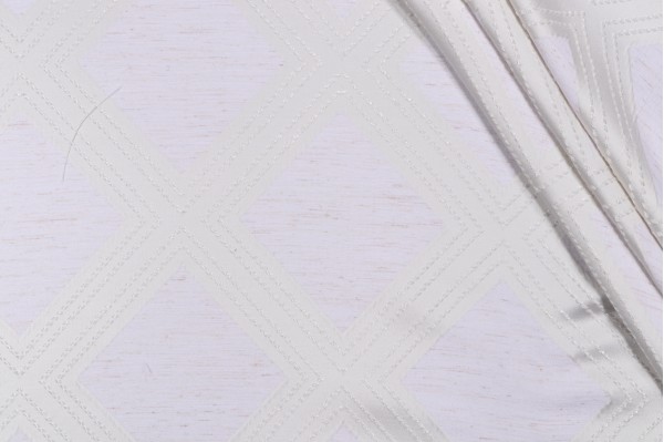 Sample of Valiant Fabrics Network Embroidered Drapery Fabric in Ivory 