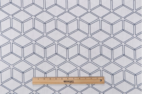 Valiant Fabrics Optic Embroidered Drapery Fabric in Nautic 