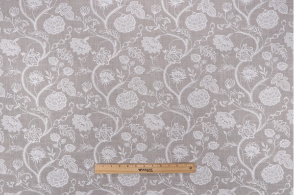 Sample of Valiant Fabrics Marissa Embroidered Drapery Fabric in Stone 