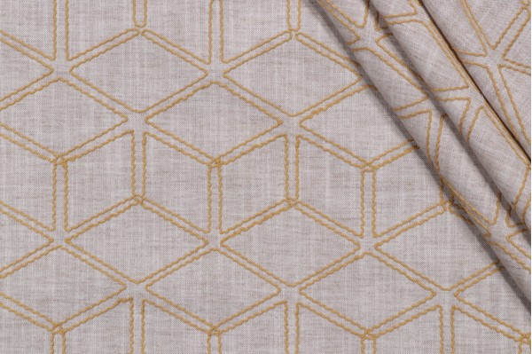 Valiant Fabrics Optic Embroidered Drapery Fabric in Wheat 