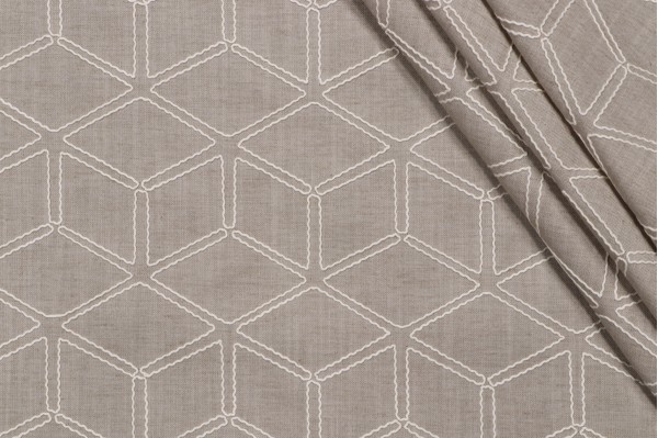 Sample of Valiant Fabrics Optic Embroidered Drapery Fabric in Gray 
