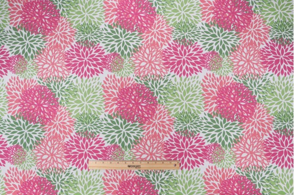Premier Prints Blooms Printed Polyester Outdoor Fabric in Jazz Pink