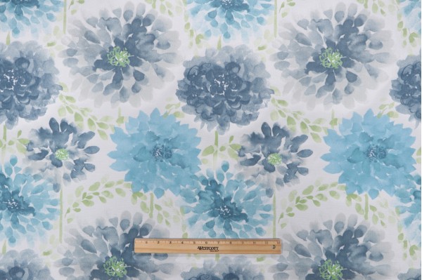 Richloom Gardenias Printed Polyester Outdoor Fabric in Cool