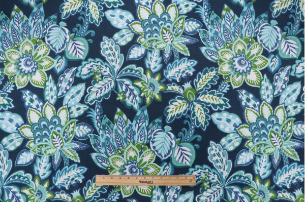 Richloom Copeland Printed Polyester Outdoor Fabric in Marine