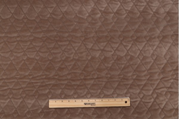 Argyle Quilted Velvet Upholstery Fabric in Toffee