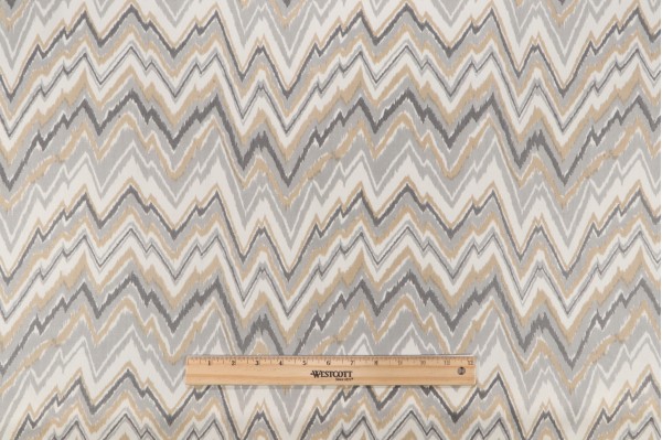 Fonthill Alexander Flame Printed Wool Drapery Fabric in Almond & Paloma