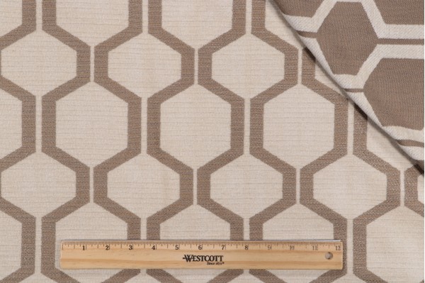 Scalamandre Hex Woven Chenille Upholstery Fabric in Cremini