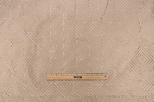 Fonthill Anouska Quilted Silk Decorator Fabric in Putty