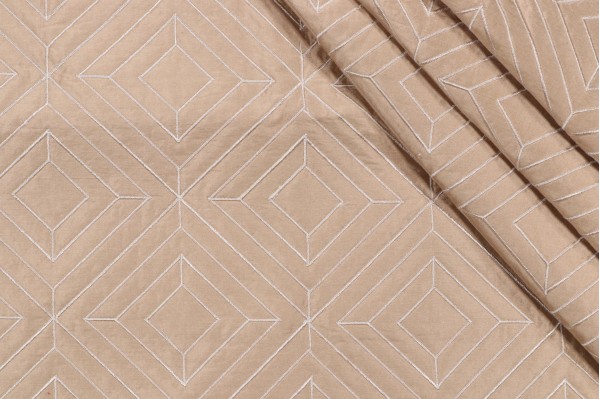 Fonthill Anouska Quilted Silk Decorator Fabric in Putty