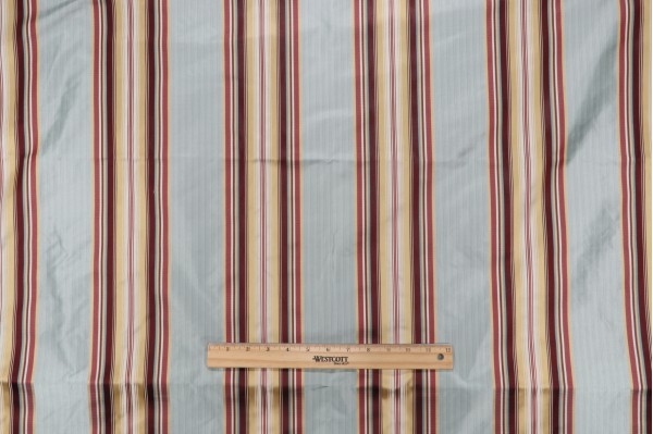 Scalamandre Lucan Stripe Woven Silk Decorator Fabric in Garnet Aqua