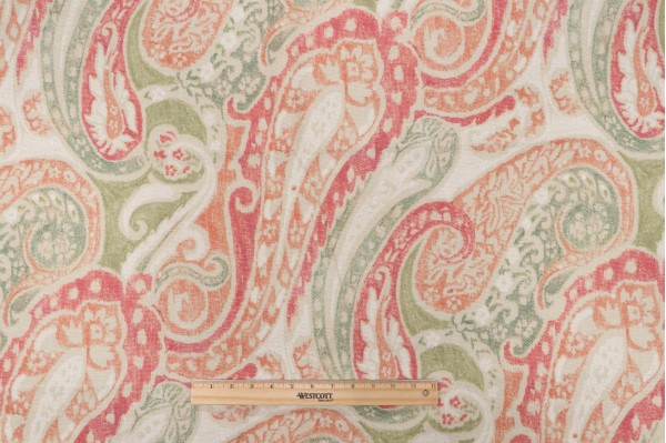 Fonthill Bijan Printed Cotton Drapery Fabric in Red/Green
